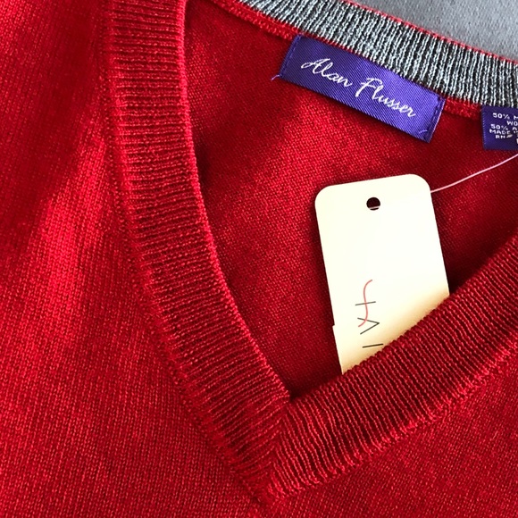 Alan Flusser Men's Sweater Sleeveless V-Neck Merino Wool XL NWT - Picture 4 of 12